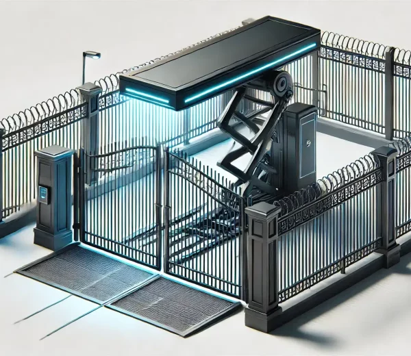 Clôture de sécurité robuste avec portail automatisé